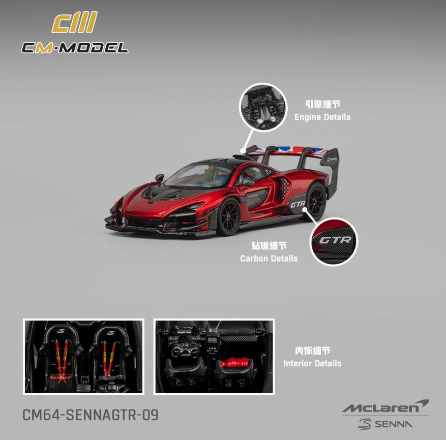 CM Model 1/64 McLaren Senna GTR Super Silhouette Metal red flag