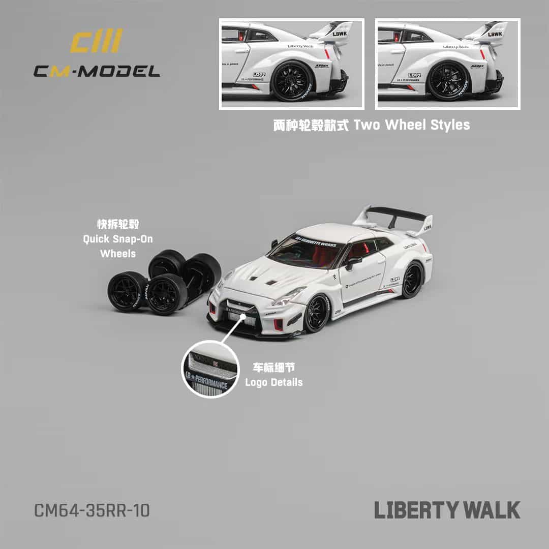 CM Model 1/64 Nissan LBWK GT35RR white carbon fiber