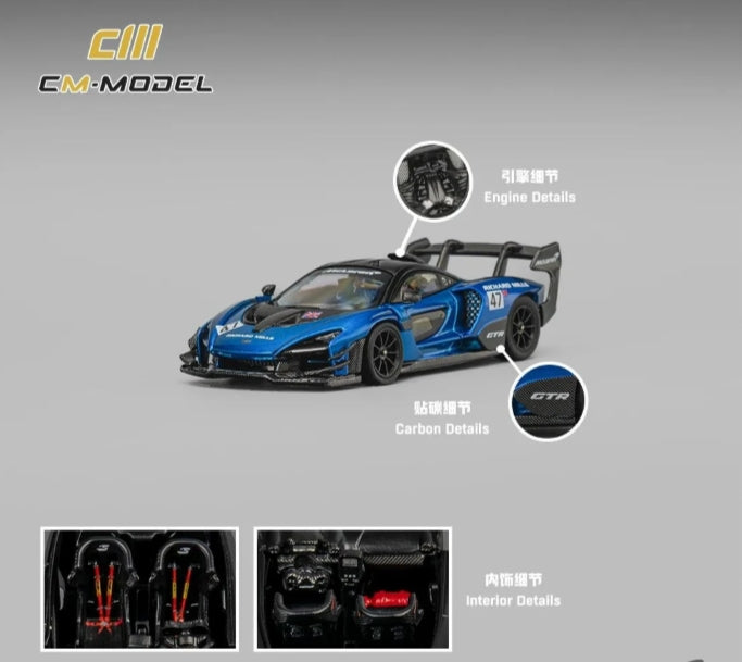 CM Model 1/64 McLaren Senna GTR Metallic blue latte art