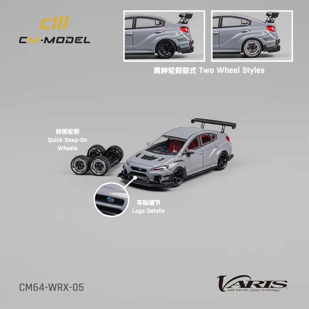 cm model 1/64 subaru sti varis metallic silver